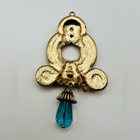 Boho Statement Pendant Large Multicolor Filigree Drop Necklace Pendant - Picture 3 of 3